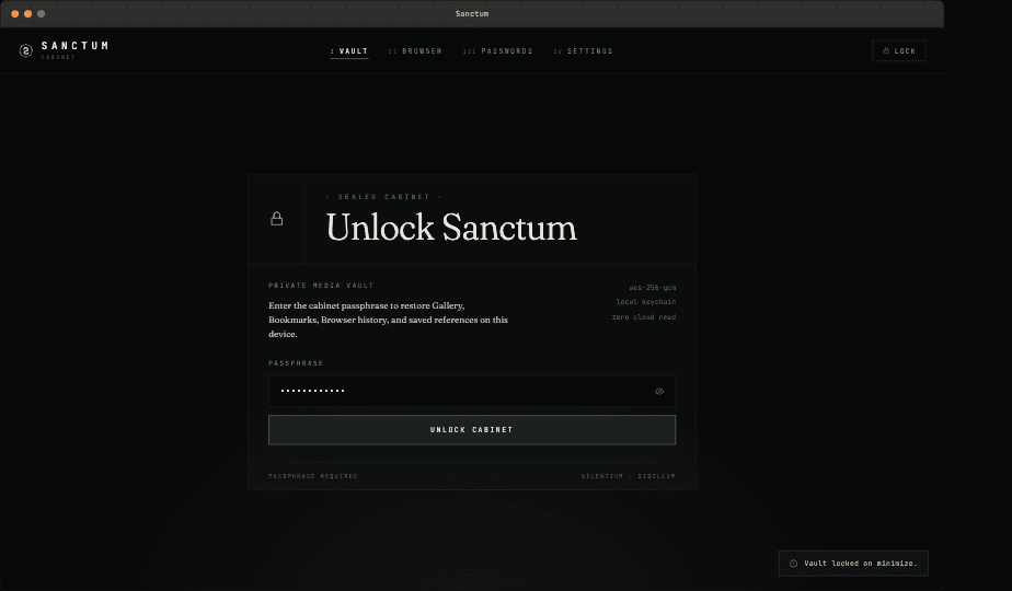 Sanctum unlock screen
